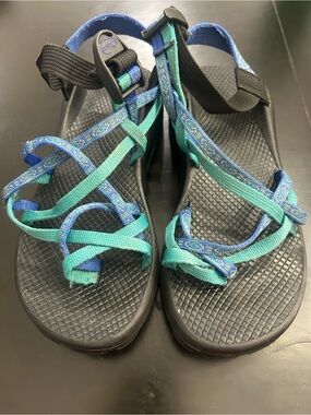 Chaco Women's Strappy Sandals - Teal & Blue Webbing